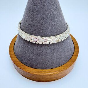 Sterling Silver 925 Interlocking Link Beaded Design Chain Bracelet Size 7.25"